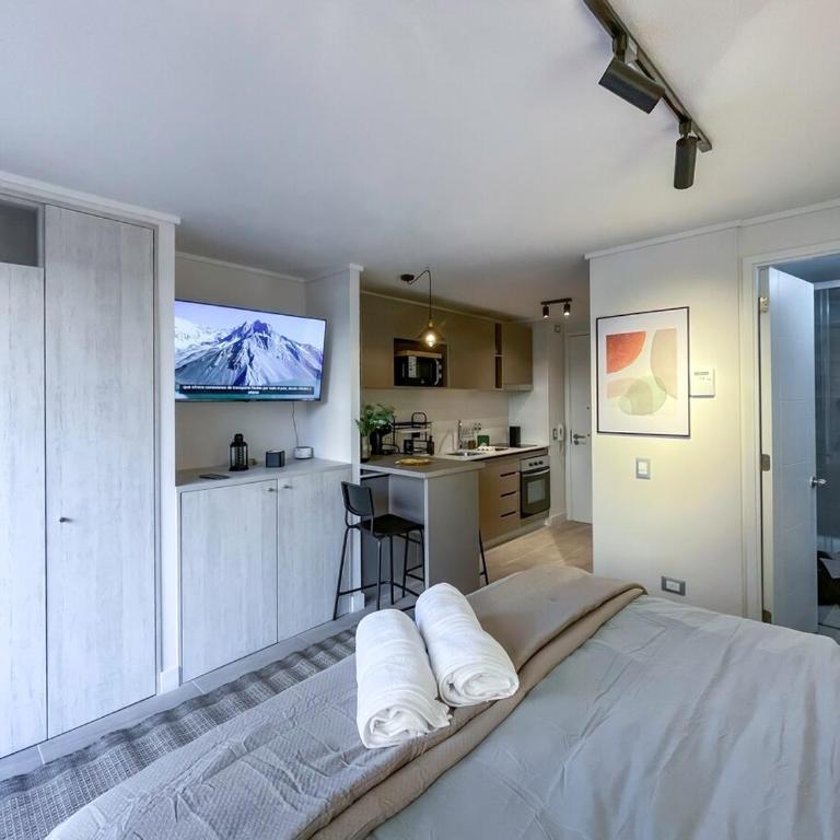 Apart completo con balcón, cercano a Est Metro y Barrio Italia - Apartamento de 1 dormitorio - 14