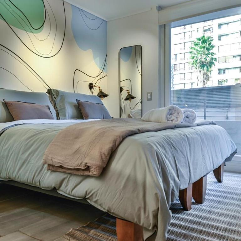 Apart completo con balcón, cercano a Est Metro y Barrio Italia - Apartamento de 1 dormitorio - 11