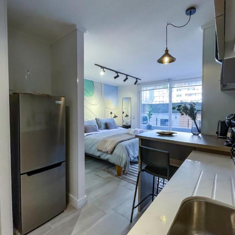 Apart completo con balcón, cercano a Est Metro y Barrio Italia - Apartamento de 1 dormitorio - 4