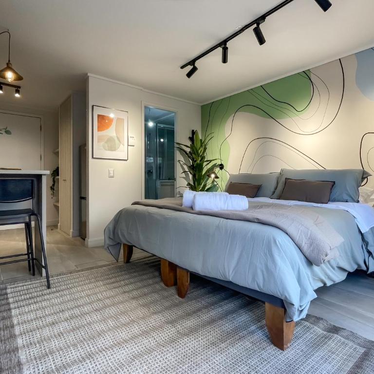 Apart completo con balcón, cercano a Est Metro y Barrio Italia - Apartamento de 1 dormitorio - 1