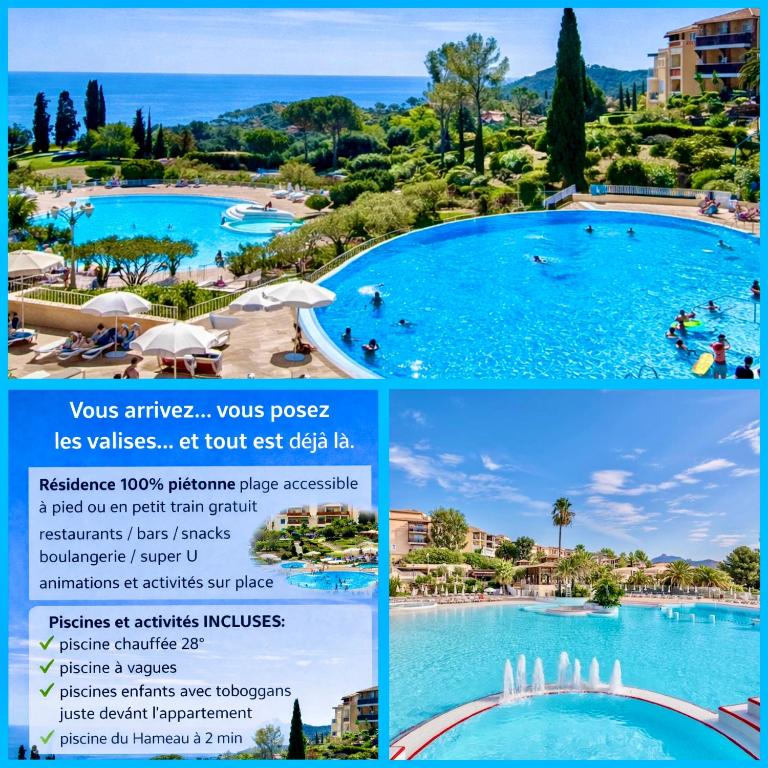 Village Cap Estérel pierre et vacances Appartement en Rez de Jardin vue Mer -Plages -Parcs Aquatique - Animations -5 piscines dont une chauffée au 01-Novembre -Parking -Climatisation -Formule Club - Appartement 1 Chambre avec Vue sur la Mer et Terrasse - 7