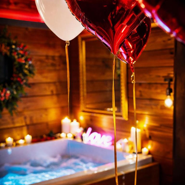 Le Chalet romantique, SPA XXL, 5 min centre ville, Écran cinéma, Lit king size, cascade d'eau - Suite Deluxe avec Baignoire Spa - 8