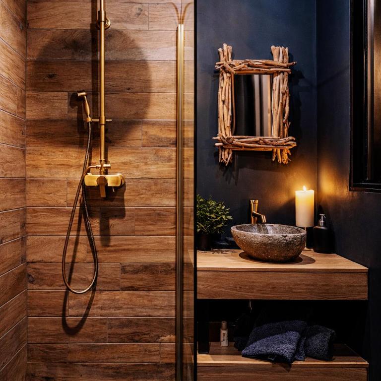 Le Chalet romantique, SPA XXL, 5 min centre ville, Écran cinéma, Lit king size, cascade d'eau - Suite Deluxe avec Baignoire Spa - 13