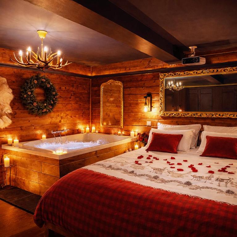 Le Chalet romantique, SPA XXL, 5 min centre ville, Écran cinéma, Lit king size, cascade d'eau - Suite Deluxe avec Baignoire Spa - 1