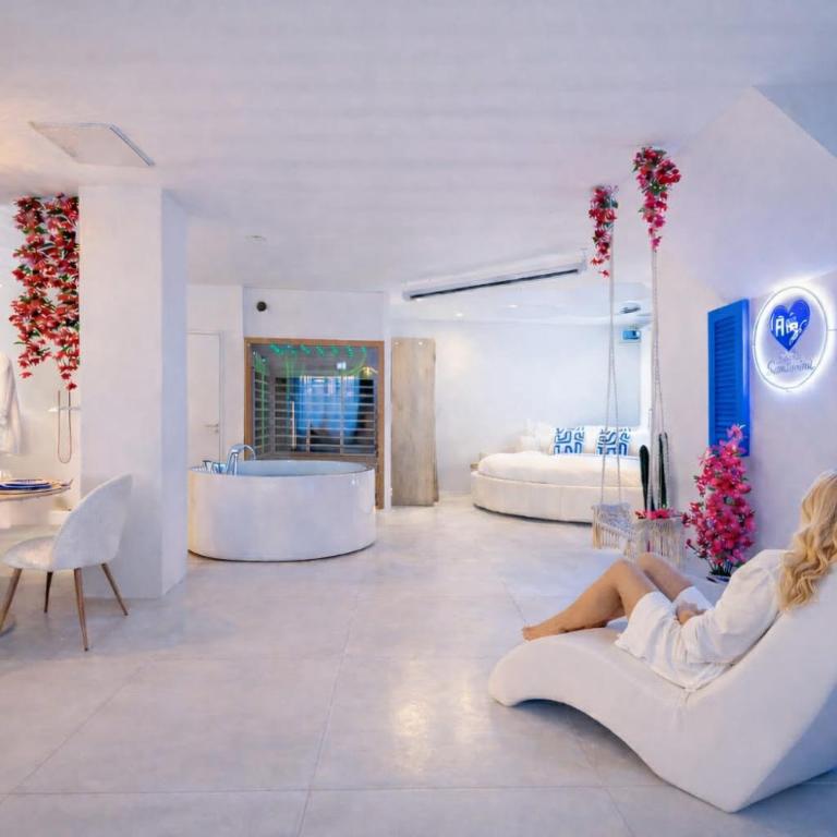 Suite romantique Santorini avec Balnéo & Sauna - Appartement 1 Chambre - 5