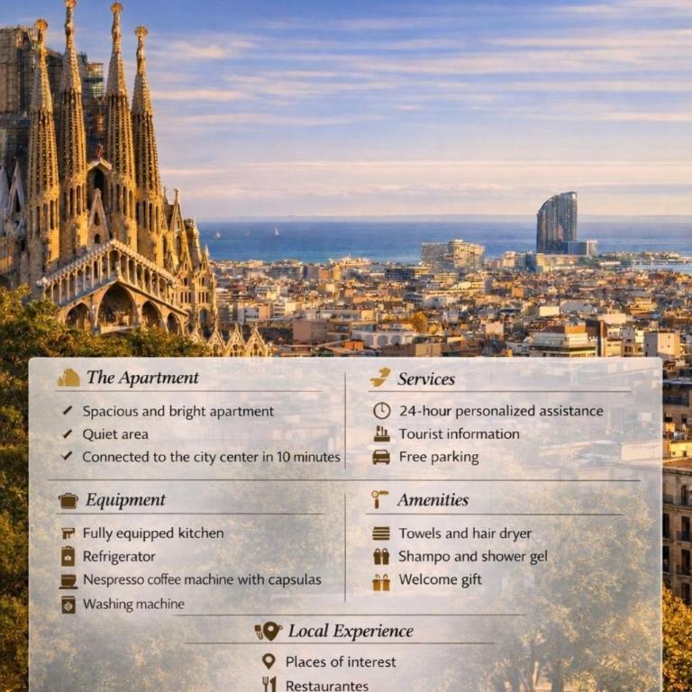 Barcelona Chic Apartments- Free Parking - 10 min BCN center by metro - Two-Bedroom Apartment - 3