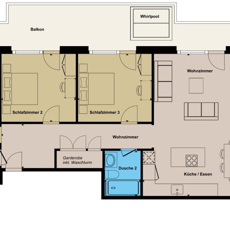Alphubel PEAK - Apartment Suite mit 3 Schlafzimmern - 12
