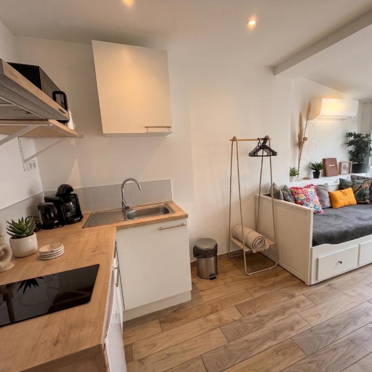 Charmant appart avec jardin privé wifi et clim - proche mer -1 - Apartamento de 1 dormitorio - 6