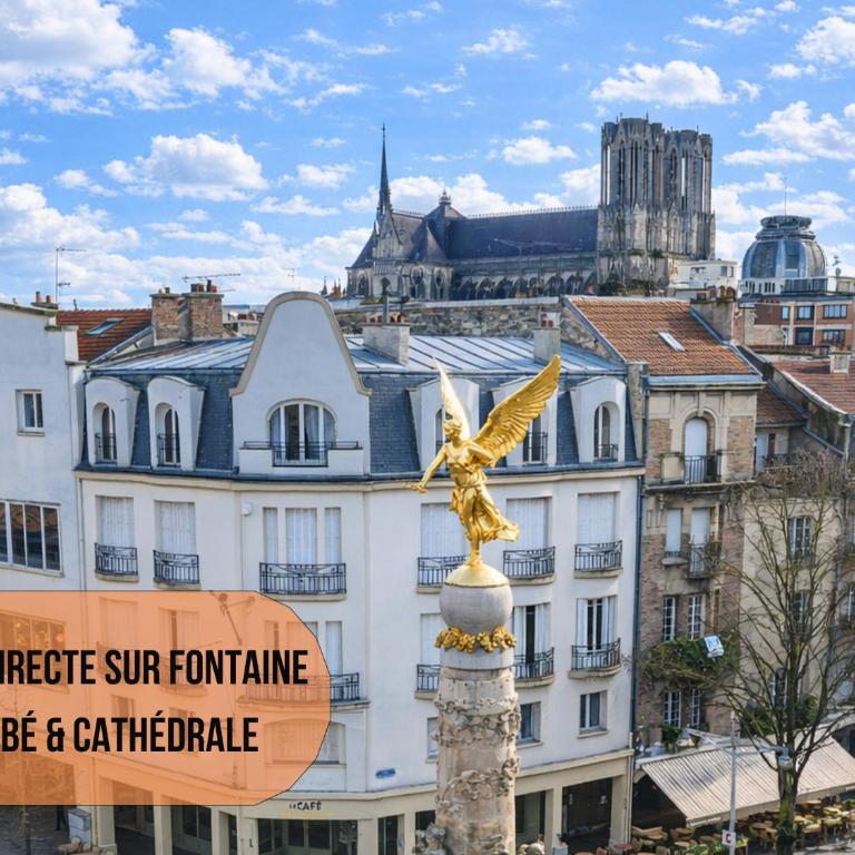 DAHLIA - Idéal pour Familles & Pros - Hypercentre - Vue Fontaine Subé et Cathédrale - Wifi - Machine à laver - Gare, Cathédrale de Reims, Commerces, Restaurants & Transports en commun accessibles à pied en moins de 10 minutes - Appartamento Deluxe con 1 Camera da Letto - 12