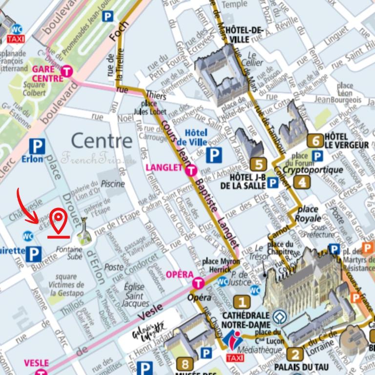 DAHLIA - Idéal pour Familles & Pros - Hypercentre - Vue Fontaine Subé et Cathédrale - Wifi - Machine à laver - Gare, Cathédrale de Reims, Commerces, Restaurants & Transports en commun accessibles à pied en moins de 10 minutes - Appartamento Deluxe con 1 Camera da Letto - 22