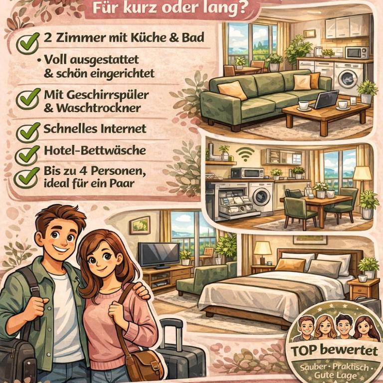 Schöner wohlfühlen in Augsburg 2 zimmer apartment zentral bis zu 4 personen - Appartement - 1