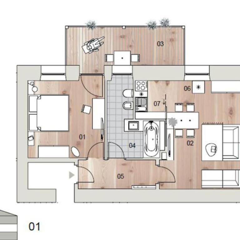 Residence Grünbacher - Appartamento Superior con 1 Camera da Letto e Balcone - 20