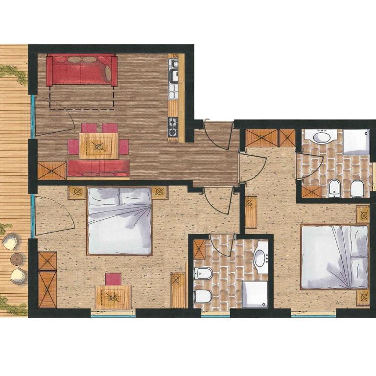 Chalet La Flüta Margherita - Appartamento Deluxe con 2 Camere da Letto e Vista Giardino - 24