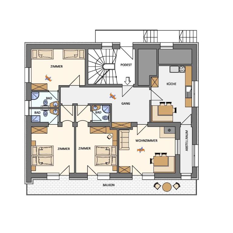 Waalhof Ferienwohnung Apfelblüte - Appartamento Premium con 3 Camere da Letto e Balcone - 10