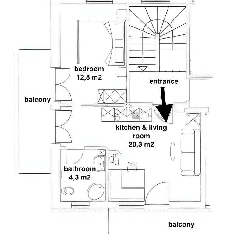 Apartments Tratter - Appartamento Superior con 1 Camera da Letto e Balcone - 12