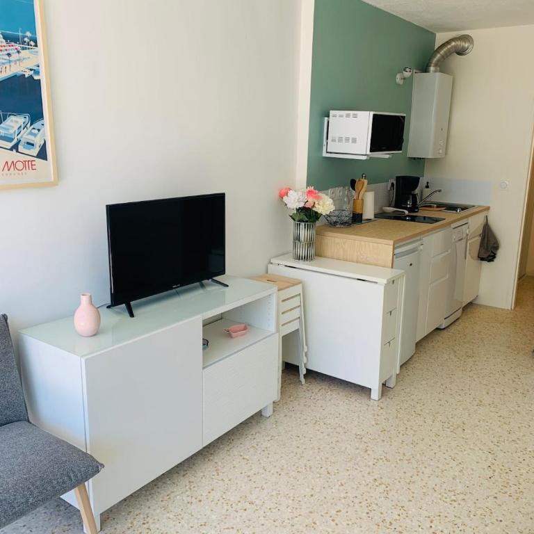 Studio climatisé 4 personnes, parking, RDC terrasse, plage à pied 10mn - One-Bedroom Family Apartment - 4