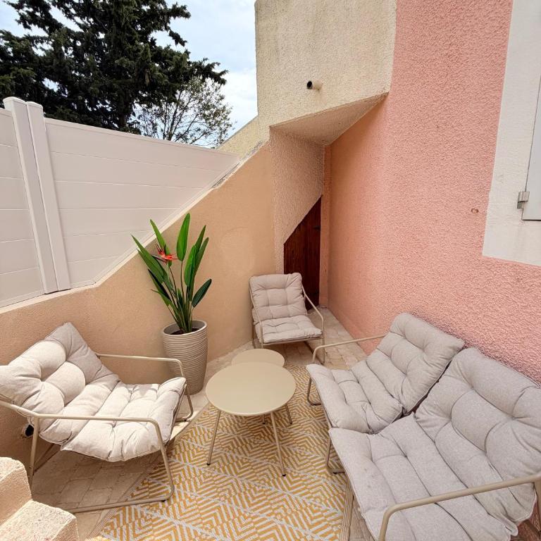 Le cocon de Sète - T2 cabine cosy, grande terrasse rez de jardin, clim, parking proche plage - Apartment mit 2 Schlafzimmern - 3