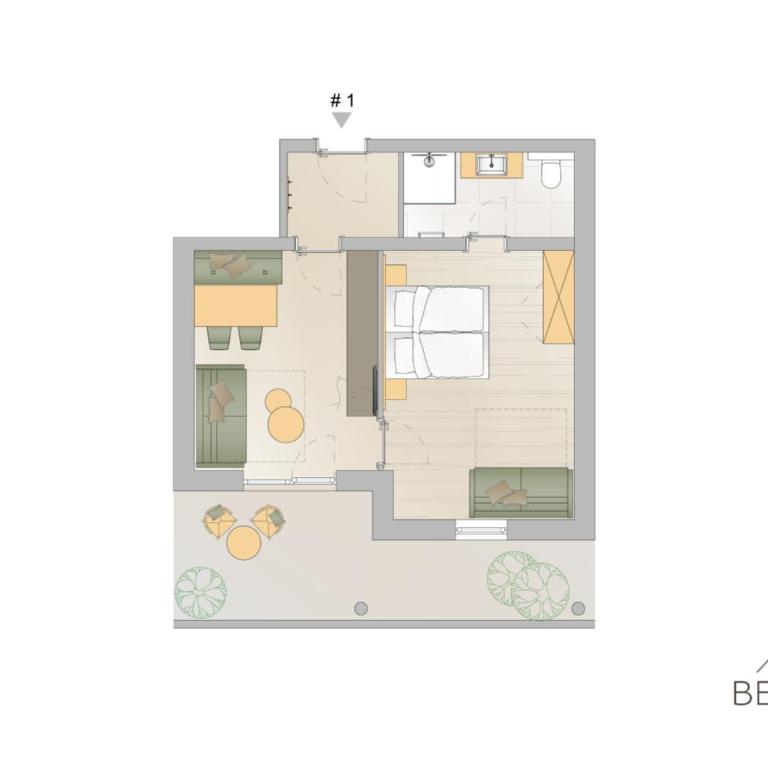 Berghof Apartments - Apartment mit 1 Schlafzimmer und Terrasse - 3