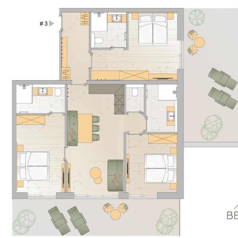 Berghof Apartments - Apartment mit 3 Schlafzimmern und Bergblick - 4