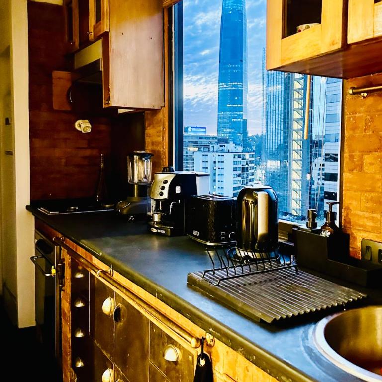 Excellent location and views Spacious 1 bedroom apartment with a sofa bed just steps from Costanera Center it features air conditioning and Wi-Fi and is situated between the El Golf and Tobalaba metro stations Free parking included - One-Bedroom Apartment - 10