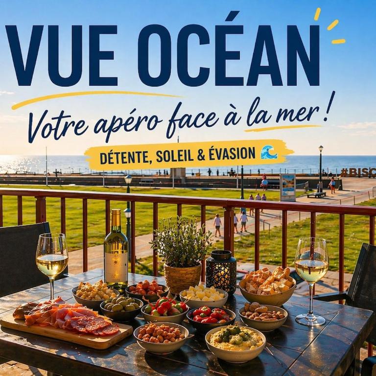 Vue ocean exceptionnelle plage a pied terrasse cosy haut de gamme pour 4 personnes avec parking prive appartement lumineux idealement situe a Biscarrosse Plage cadre privilegie sejour detente face a la mer - Appartement 2 Chambres - 1