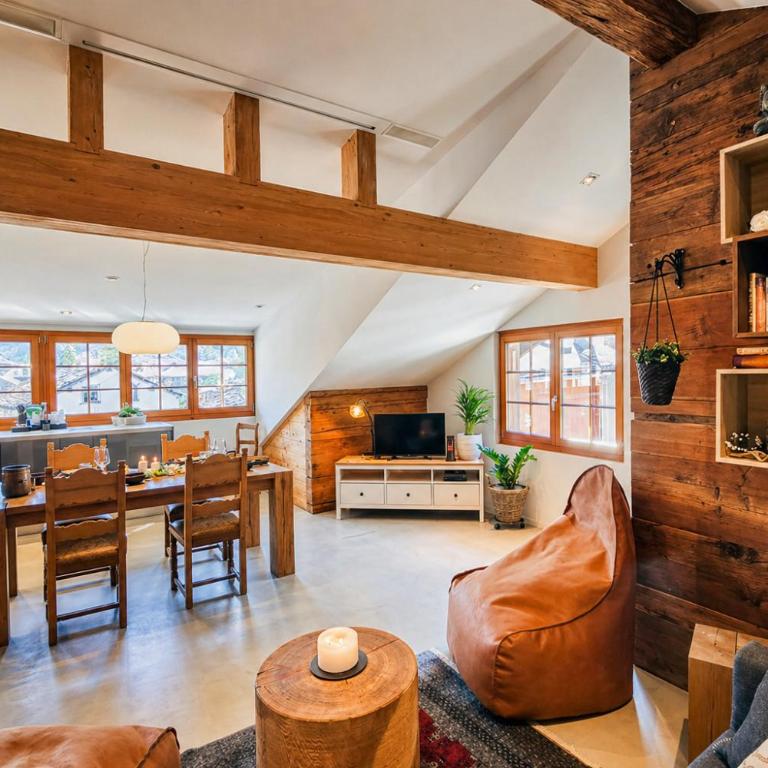 Historisches Alpen-Chalet mit Badewanne im Saastal - Apartment mit 1 Schlafzimmer - 1