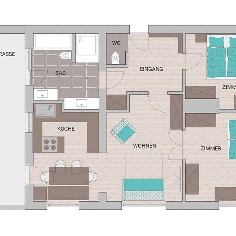 Appartements Fürstauer - Two-Bedroom Apartment with Balcony - 13