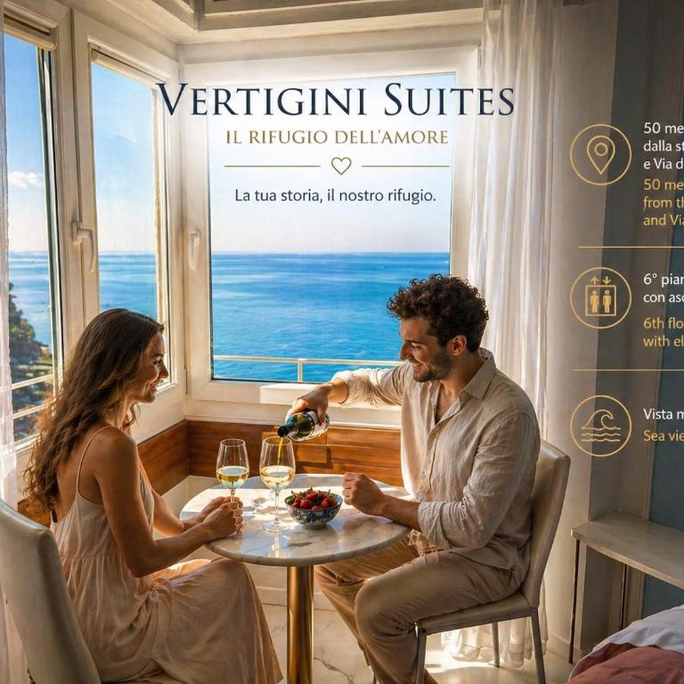 Vertigini Suites, Il Rifugio dell Amore per SOLE COPPIE , A 50m dalla Stazione e dalla Via dell Amore con Vista Mare e Intimità Appagante - Habitación con cama grande y vistas al mar - 10