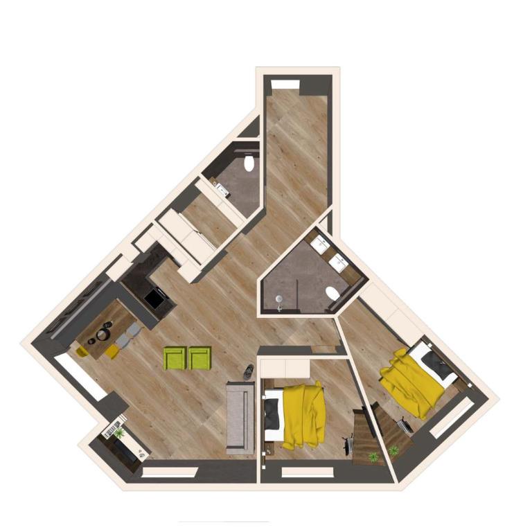 Aparthotel AlpTirol - Apartment mit 2 Schlafzimmern und Balkon (Zillertal Deluxe) - 3