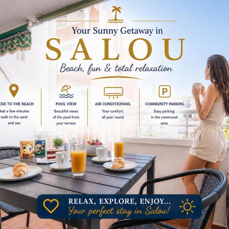 Salou Studio by Beach & Pool - AC - Free Parking - Apartment with Pool View - 1