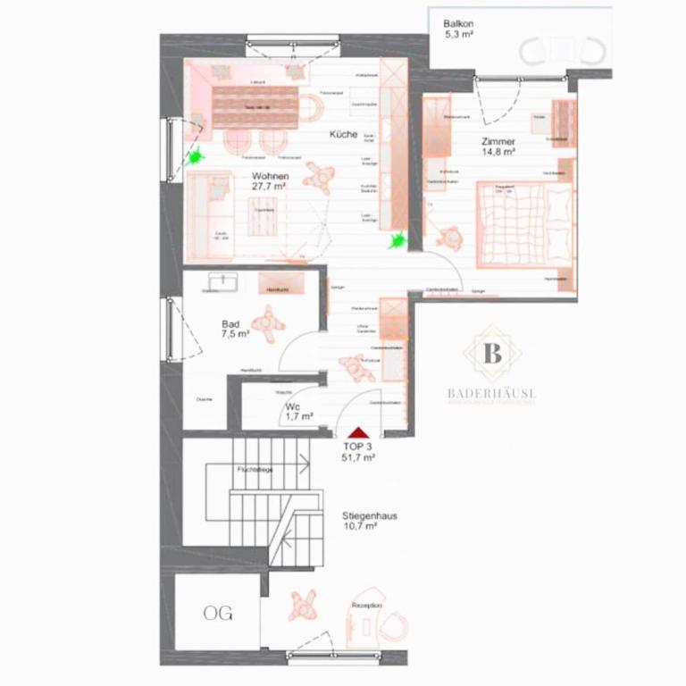 Apartment in Bramberg near Cable Car - Apartment mit 1 Schlafzimmer - 48