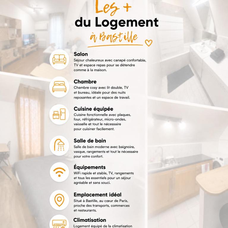 F2 Bastille Métro 2min Cuisine WiFi - One-Bedroom Apartment - 9