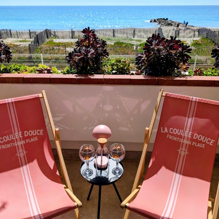 Studio Vue mer, Piscine, Wifi, Climatisation, Parking privé, Terrasse 1ère ligne - La Coulée Douce - Appartement - Vue sur Mer - 6