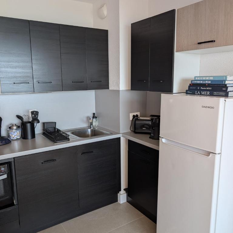 Studio Vue mer, Piscine, Wifi, Climatisation, Parking privé, Terrasse 1ère ligne - La Coulée Douce - Appartement - Vue sur Mer - 17