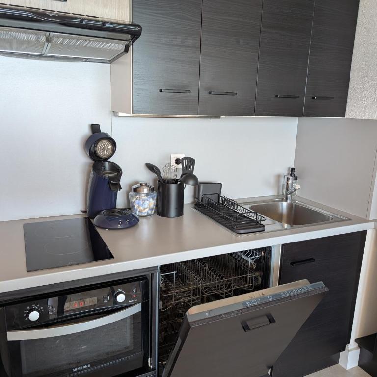 Studio Vue mer, Piscine, Wifi, Climatisation, Parking privé, Terrasse 1ère ligne - La Coulée Douce - Appartement - Vue sur Mer - 16