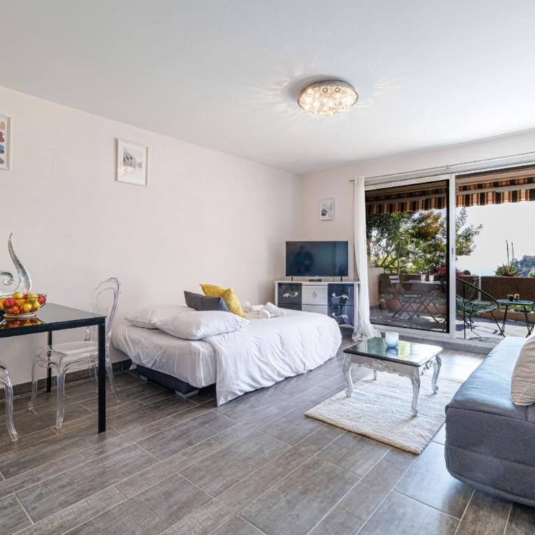 LES BALCONS d EZE - Studio avec terrasse vue mer et piscine - Studio - Vue sur Piscine - 5
