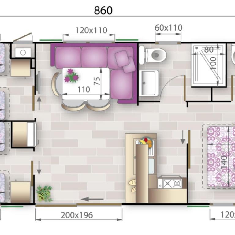 Camping Village Internazionale Sottomarina Mobilehome Gardenia HUB für 6 Personen - Appartamento (4-5 Adulti) - 4