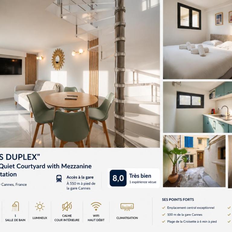 FRGK " JAURES Duplex Central Cannes Quiet Courtyard with Mezzanine 100m from Train Station - Apartment mit 1 Schlafzimmer - 1