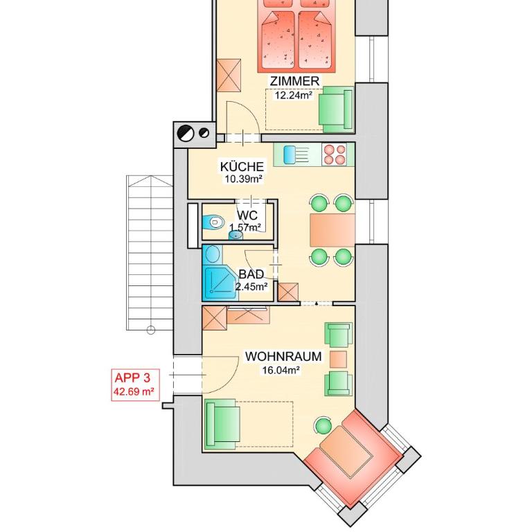 Appartementhaus Renate - Apartment mit 1 Schlafzimmer (2-5 Erwachsene) - 6