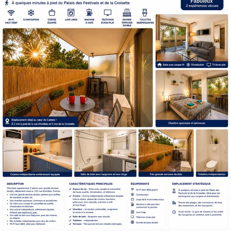 FRGK Tamaris Apartment Antibes Terrace, AC & Ultra-Fast Wi-Fi - Apartamento de 1 dormitorio con terraza - 1
