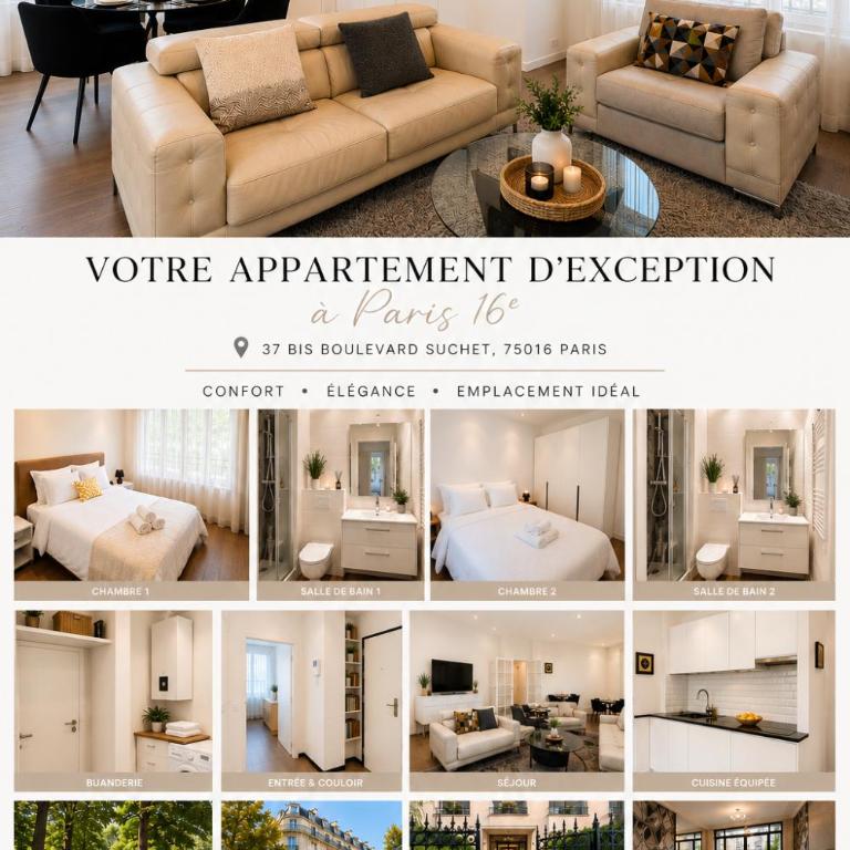 Elégant appartement Paris 16 - proche Bois de Boulogne & Roland-Garros - 6 personnes - Appartement 2 Chambres - 1