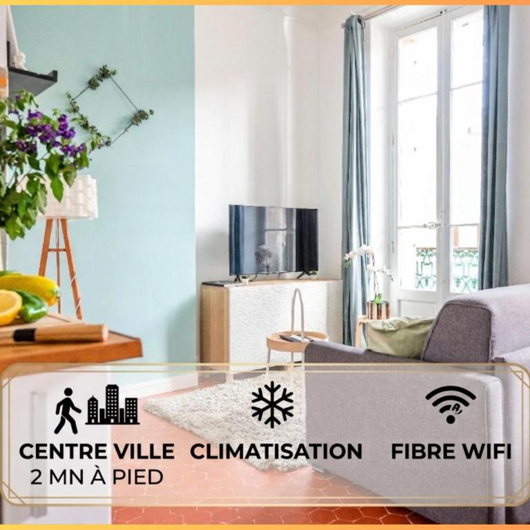 Le Garibaldi - Idéal Couple & PRO- Animaux acceptés - 5min à pied du Port - CENTRE VILLE - Commerces - Plage 10min en voiture - WIFI HD - Parking GRATUIT dans la rue - Apartment with Balcony - 1