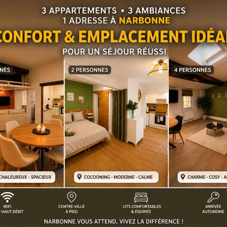 Studios Scandinaves rénovés au Centre Narbonne Wi-Fi - One-Bedroom Apartment - 1