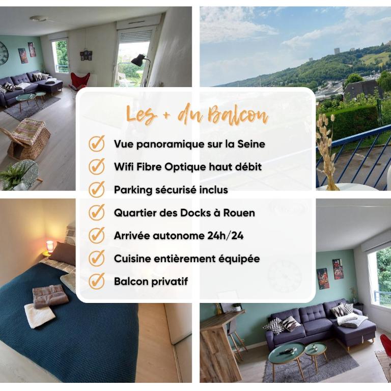 Rouen : Vue panoramique sur la seine avec parking - Appartement avec Balcon - 21