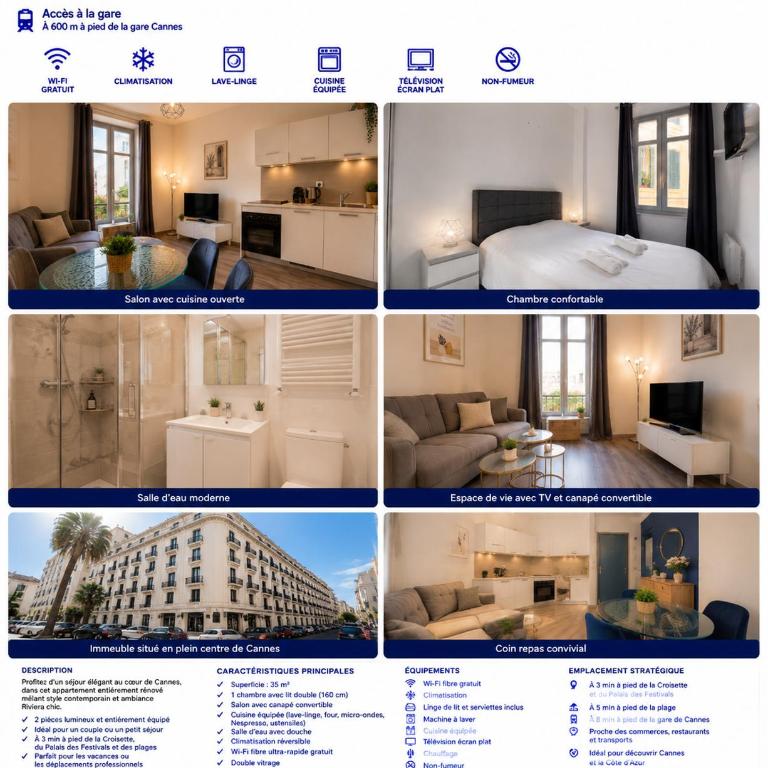 FRGK Goujon 1BR Design 300m Palais & Beaches AC & Ultra-Fast Wi-Fi - Appartement 1 Chambre de Luxe - Vue sur Jardin - 2