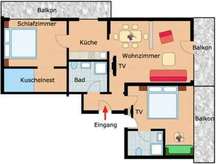 Aparthotel Bergkristall - Apartamento de 2 dormitorios con balcón - 6