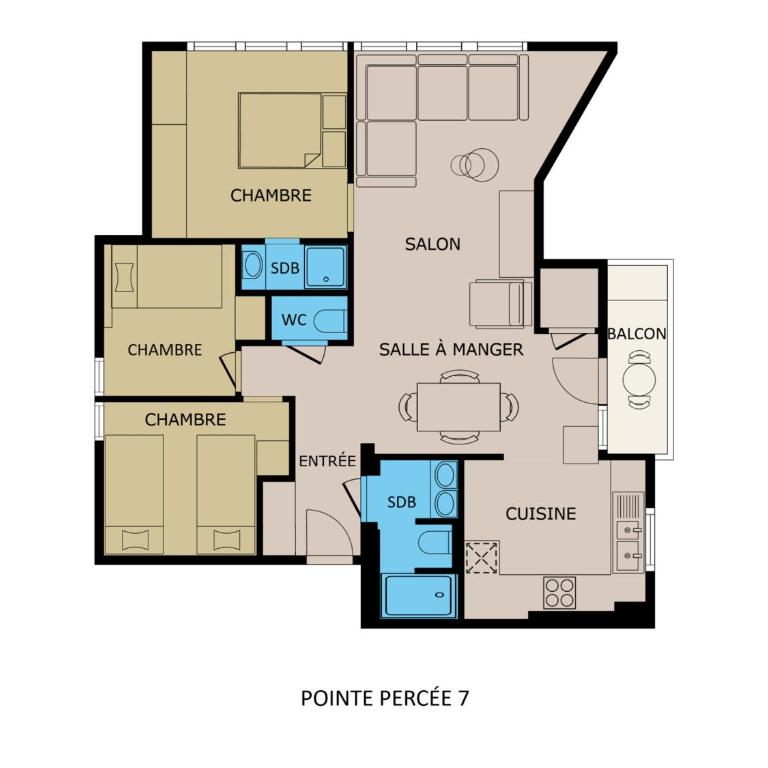 4★, 5 pers, village centre, 125 m pistes, 3 chambres, balcon sud, parking - FR-1-304-296 - Apartment - 14
