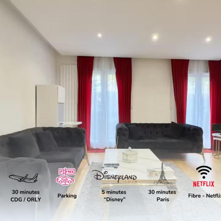 Villa Parc - Private Parking - 8min From Disneyland, Big Mall, Train station - Maison de Vacances 4 Chambres - 1