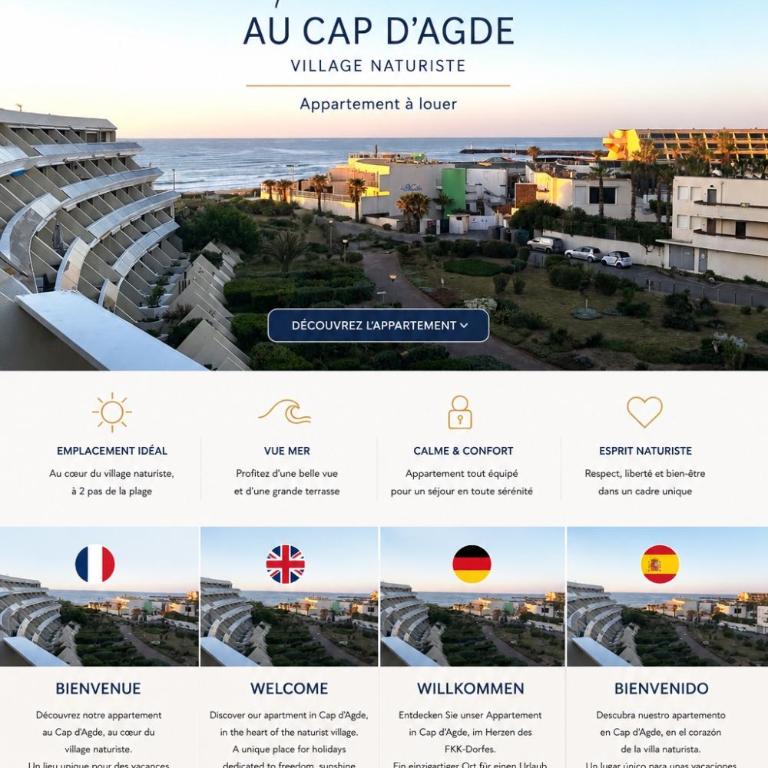 Cap d'agde Naturiste Heliopolis AB Vue Mer - Apartment with Sea View - 2