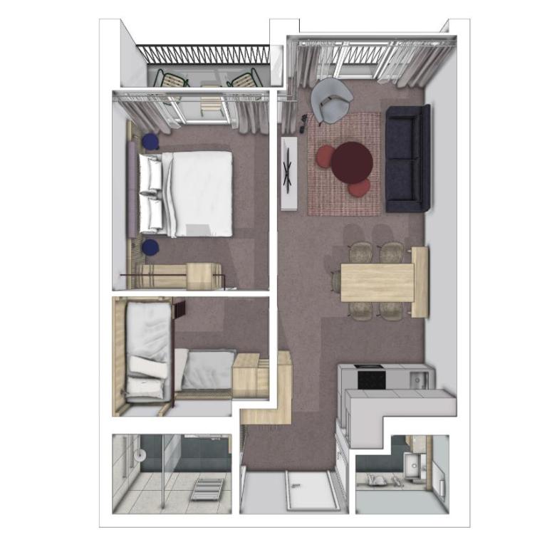 Plavna Serviced Apartments - Familien-Apartment mit 2 Schlafzimmern - 1